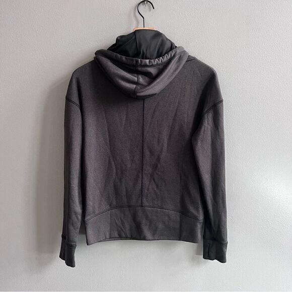 The North Face Lanna Funnel Neck Hoodie Charcoal Gray Lime Green Hood Strings S - Picture 10 of 10